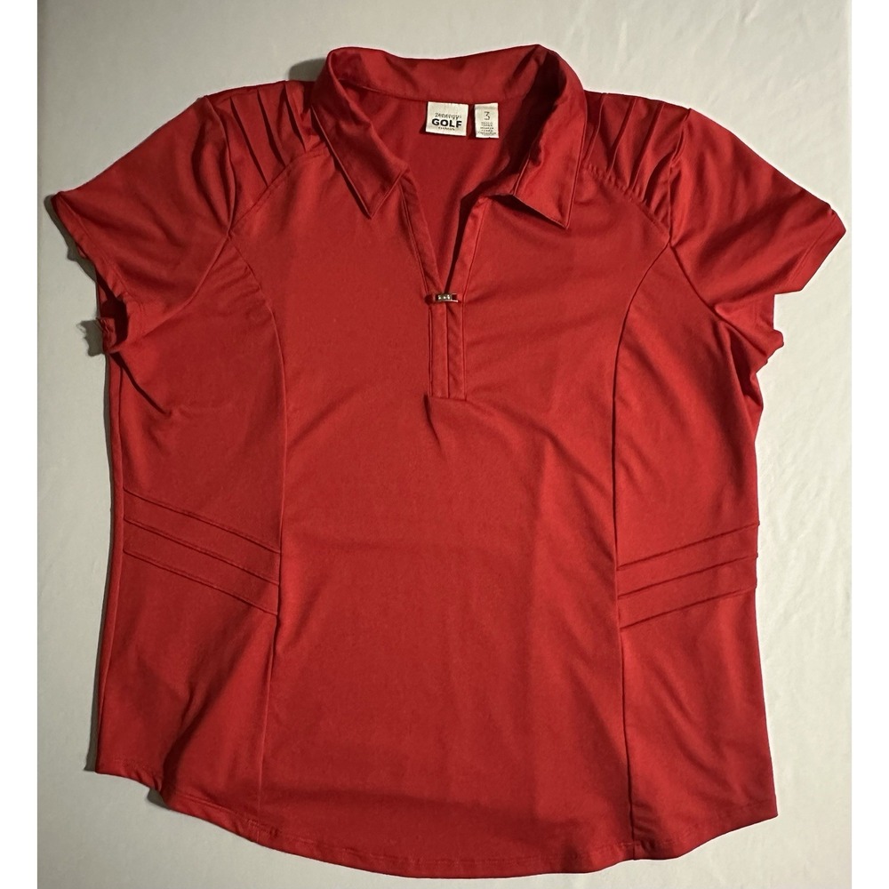 Women's Zenergy Golf by Chico's Short Sleeve Polo Shirt Size‎ 3 Red Performance